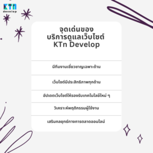 จุดเด่นของบริการดูแลเว็บไซต์ KTn Develop มีอะไรบ้าง